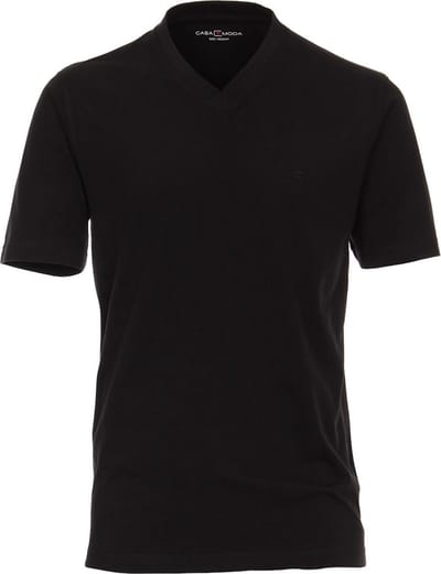 Casa Moda Basis T-shirt Katoen V-hals Zwart 2-Pack - XXL
