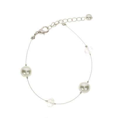 Behave - Armband - parels wit facet kralen - fijn stijl - nikkelvrij