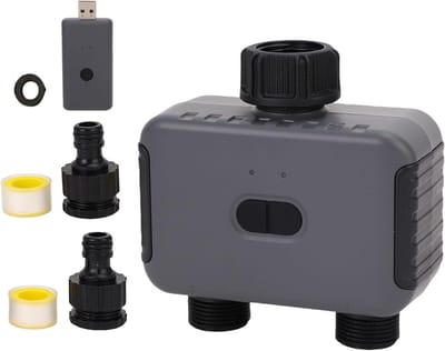 Slimme Bewateringstimer - Automatische Tuinsproeier - Efficiënt Tuinonderhoud - App en Spraakbesturing - 2 Zones - Grijs