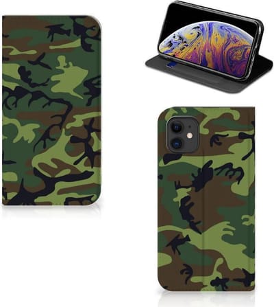 Standcase Hoesje voor Apple iPhone 11 Hoesje met Magneet Army Dark