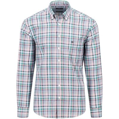 Fynch-Hatton Overhemd Multi Combi Check Herringbone Grasgroen / male