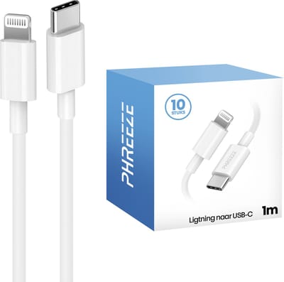 10x usb C naar Lightning kabels - Made for iPhone - Grootverpakking voor kantoor, gezinnen & zakelijk
