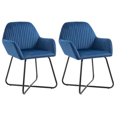 vidaXL - Eetkamerstoelen - 2 - st - fluweel - blauw