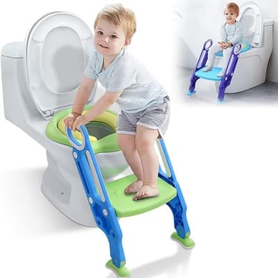 Opvouwbare Toiletbril Kinderen met Verstelbare Trap en Handvatten - Antislip