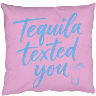 Sierkussens - Kussentjes Woonkamer - 50x50 cm - Tequila texted you - Roze - Blauw