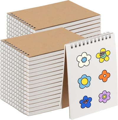 30 Stuks A6 Spiral Bound Schetsboek met 60 Vel / 120 Pagina's, Bruin Kraft Papier Tekenblok voor Portretten, Schetsen en Scrapbooking