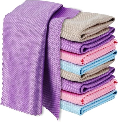 Set van 10 Microvezeldoeken 40 x 30 cm Visserstaart Reinigingsdoeken Herbruikbaar Pluisvrij Voor Polijsten en Spiegelreiniging