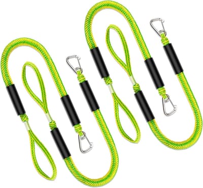 Bungee Dock Lijn - Meertouw Boot - Veilig Afmeren Waterscooters - Ingebouwde Schokdemper - 4-Pack 3ft - Groen