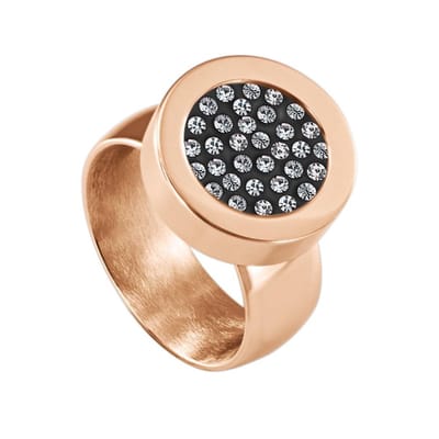 Quiges RVS Schroefsysteem Ring Rosékleurig Glans 16mm met Verwisselbare Zirkonia 12mm Mini Munt