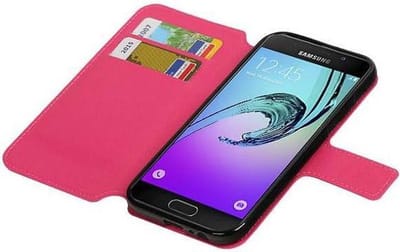 Cross Pattern TPU Bookstyle Hoesje - Wallet Case Telefoonhoesje - Geschikt voor Samsung Galaxy A3 (2017) Roze