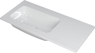 INK Faktor wastafel polystone links zonder kraangat 100x45x1,5cm, glans wit