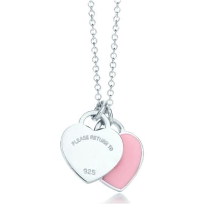 Tiff 925 Sterling Zilver Dames Ketting Dubbele Liefde Hanger Origineel Ontwerp Met Officieel Logo Kerstcadeau 50cm geel