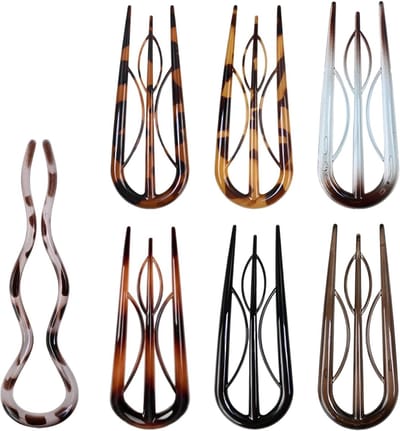 6 Stuks Houten Haarspelden - Duurzame beige U-Vormige Haarclips voor Bruiloften, Feesten en Speciale Gelegenheden