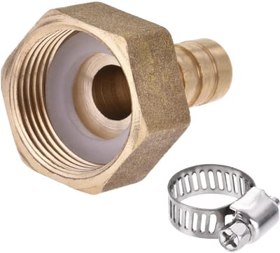 Weerhaakslangmontage - messing prikkeldraadslangconnector adapter - met slangklem en afstandhouder - ideaal voor het vervoeren van waterbrandstof - 12 mm x G3/4 vrouwelijk