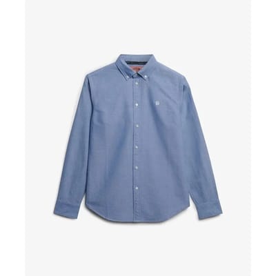 Superdry Oxford Overhemd met Lange Mouwen Slanke Pasvorm Blue Grootte: 34