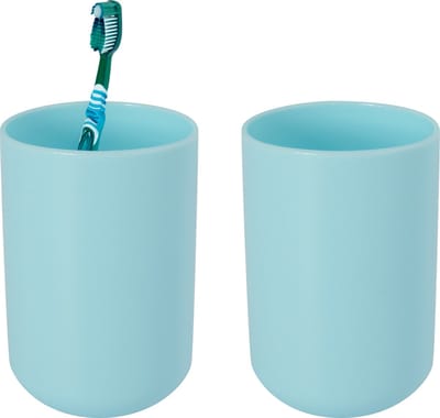 MSV Badkamer drinkbeker/tandenborstelhouder Porto - 2x - PS kunststof - mintgroen - 7 x 10 cm