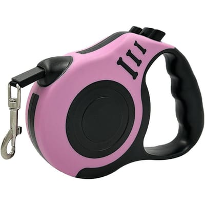 Laisse rétractable automatique pour chien 3M/5M Corde en nylon pour petits chiens Chats Corde de traction durable pour chiot Pour voyage en extérieur Promenade (Pink,5m) rose