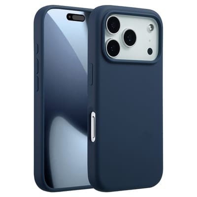 Accezz Hoesje - Geschikt voor Apple iPhone 17 Pro - Liquid Silicone Backcover geschikt voor MagSafe - Donkerblauw