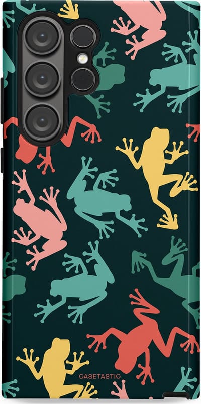 Casetastic Hoesje Geschikt voor Samsung S23 Ultra - Stijlvolle Beschermende Duo-layer Case - Regenwoud Kikkers