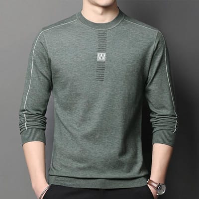 T-shirt met lange mouwen gebreid Heren Lente en Herfst Nieuw Onderhemd Effen Kleur Trui Dunne Vest Heren Ronde Hals Top XXXXL gray