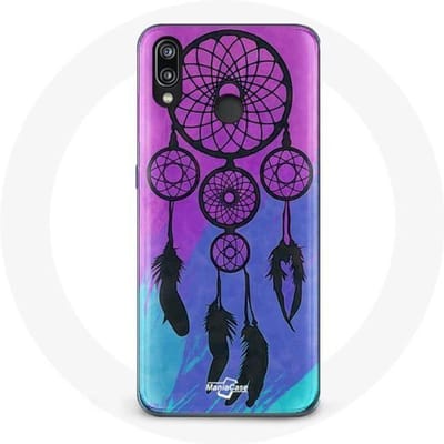 Coque pour Huawei P20 Lite Attrape Rêve Noir Fond Bleu et Violet