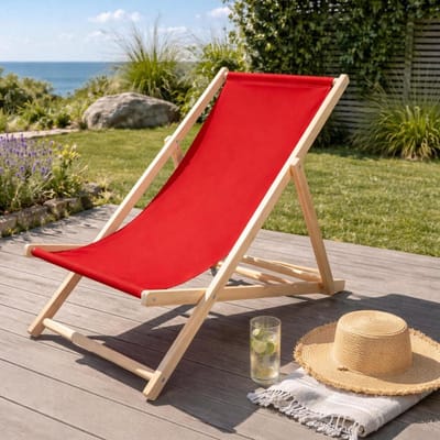 Tuinstoel Hout - Lounger Stoel - Ontspannen in de zon - 3-voudig verstelbaar - 120 kg draaglast - Rood