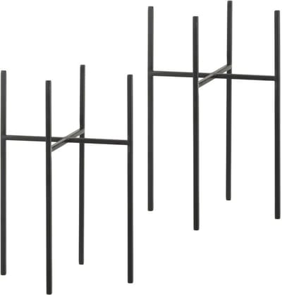 Mica Decorations plantenstandaard - 2x - plantenpot/bloempot - metaal - H35 x B21 cm