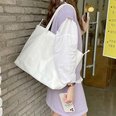 Version coréenne Sac fourre-tout grande capacité en PU souple vert avocat printemps précoce Ins Sac de voyage pour les trajets quotidiens Sac à bandoulière blanc crème gray