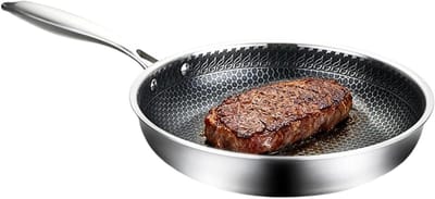 Roestvrijstalen Koekenpan - Keukenpan Inductie - Dagelijks koken - Gelijkmatige warmteverdeling - 28 cm - Zilver