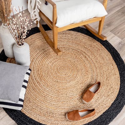 NATURL. Jute vloerkleed - Fair Rond Naturel/Zwart | Bohemian - Ø 140cm