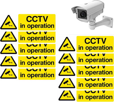 Beveiligingscamera Borden - Waarschuwingsstickers - Veiligheid Vergroten - Zelfklevend PVC - 10 stuks - Geel