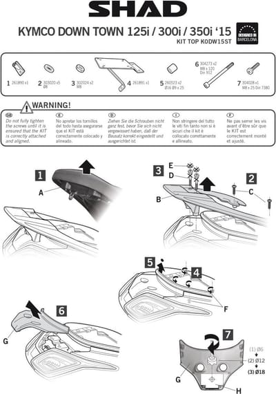 Support de top case Shad pour scooter Kymco 125 Downtown Après 2016 K0DW15ST