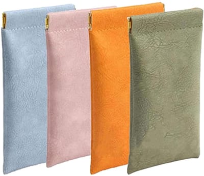 4 stuks organisatoren voor opbergruimte - persoonlijke leren opbergdoos met drukknopsluiting - zonnebrilopbergdoos - kleine opbergtas - anti-kleef opbergtas met drukknop - make-upopbergdoos met vakken