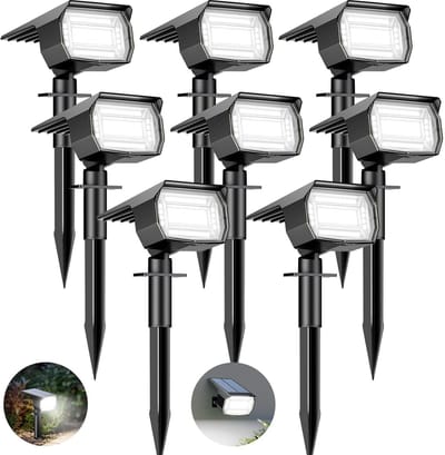Set van 8 zonnepanelen voor buiten - 72 LED, IP65 waterdicht, koud wit licht