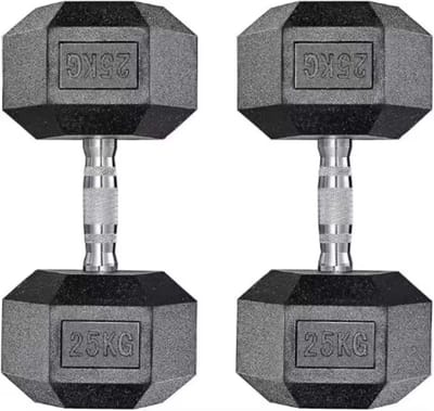 Halterset - Gewichten - Halters - Voor Krachttraining & Thuisfitness - Compacte Stalen Dumbbells van 25 kg - Set van 2