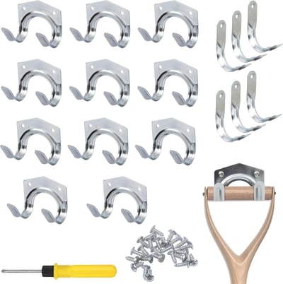Unyqoos ® Tuingereedschap Wandhaken Set van 18 voor Optimale Organisatie en Ruimtebesparing