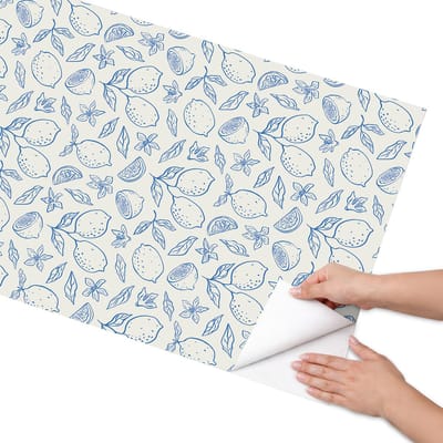 Coloray Meubel Wrap Folie - Blauw Meubelfolie - 65x130 cm - Decoratiefolie Zelfklevend Citruspatroon - Meubelfolie Zelfklevend - Minimalist Meubelfolie - Wrapfolie Keuken - Wanddecoratie - Achtergronden en patronen