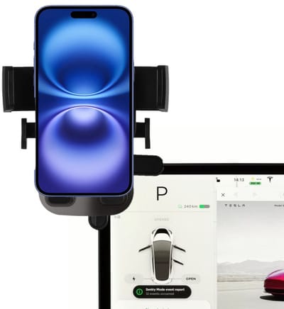 Telefoonhouder voor Auto schermen Touchscreen - autotelefoonhouder Geschikt voor: Tesla Model 3/Y en meer - Autohouder, 360° mobiele telefoonhouder voor scherm – compatibel met iPhone 16 15 14 13 12 en alle telefoons