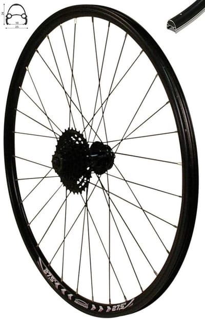 Achterwiel Set - Fietswiel Schijfrem - Fietsen Onderhoud - Met 8-voudige Cassette - 275 Inch - Zwart