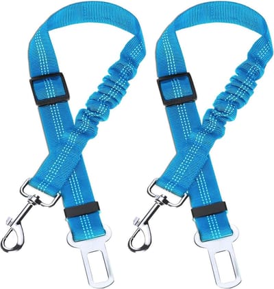 Hondenveiligheidsgordel voor auto - 2 stuks - Instelbaar - Hondenriem - Blauw - Veiligheidsgordel auto - Hondengesp - Autoveiligheid