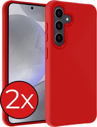 Hoesje - 2 Stuks - Geschikt voor Samsung Galaxy S24 - Sterk & Shockproof - Telefoonhoes - Back Cover - Case Siliconen - Telefoon Hoes - Rood