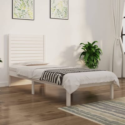 vidaXL - Bedframe - massief - hout - wit - 75x190 - cm