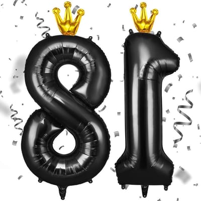 Cijferballon 101 cm - Zwart met Kroon - Heliumgevuld - Feestdecoratie voor 18e Verjaardag - ShopVlot