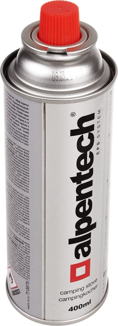 Alpen Camping - Gaspatroon 220g / 380ml | Certificaat: Pi 0875 | Voldoet aan EN521- butaan, werkgebied -10°c tot + 40°c, IK300