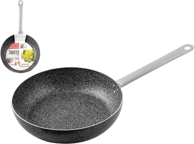 Koekenpan - Koekenpan met anti-aanbaklaag - Eten Bereiden - Steen look - 36 cm - Zwart
