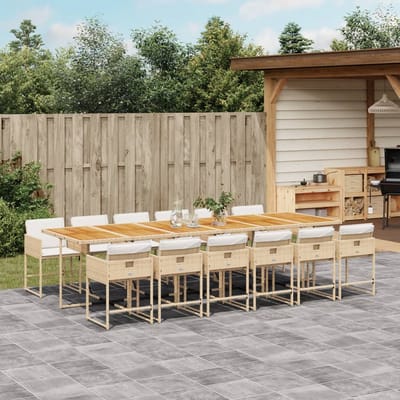 vidaXL - 13-delige - Tuinset - met - kussens - poly - rattan - beige