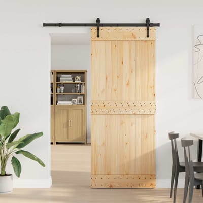 vidaXL - Schuifdeur - NARVIK - Naturel - en - Zwart - 85 - x - 210 - cm - (152,5 - cm)