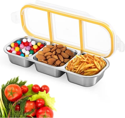 GELLDG Snackbox met compartimenten - Lekvrij - Vaatwasserbestendig - Kinderlunchbox met verdelers - Met deksel - Lunchbox van roestvrij staal - Geschikt voor school, werk en kamperen