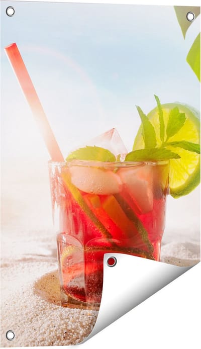 Gards Tuinposter Cocktail Mix Drankje op het Strand - 40x60 cm - Tuindoek - Tuindecoratie - Wanddecoratie buiten - Tuinschilderij
