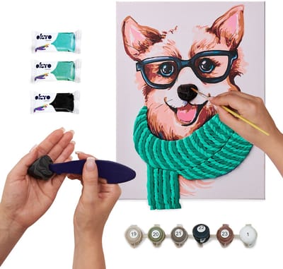 OKTO Sensory Art 3D - Fashion Corgi - Air Clay + Kleuren Op Nummers - 30X40Cm - 14 Jaar